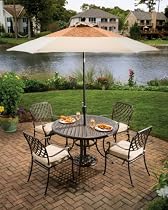 Big Sale 5pc Round Heritage Alumicast Outdoor Patio Dining Table Set Furniture