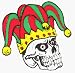 Angry Evil Skull with Green & Red Jester Hat - Sticker / Decal