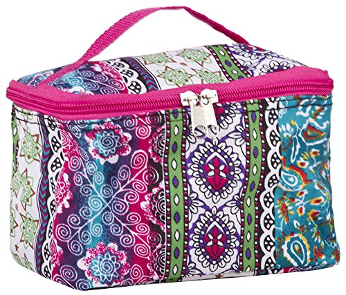 World Traveler Pink Bohemian Boho Patchwork Cosmetic Makeup Case