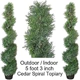 1 lot of 2 Artificial Outdoor Indoor Potted 5 foot 3 inch Cedar Spiral Topiary Tree Plants packed in peanuts