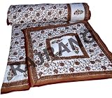 New Jaipuri Handmade Hand Block Print King Size Reversible Cotton Pink Quilt Bedspread Bedding