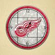 Detroit Red Wings 12in Art Glass Clock NHL Hockey Fan Shop Sports Team Merchandise