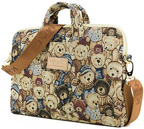Kinmac Bear Patten Lightweight Design Laptop Shoulder Messenger Bag Case Sleeve for 11 Inch 12 Inch 13 Inch Laptop and Macbook Air 11 Macbook 12 Macbook Air 13 Macbook Pro 13 Case Bag