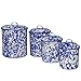 Crow Canyon Home Enamelware Canister Set, 4 piece, Blue/White Splatter