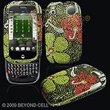 Rhinestones Shield Protector Case for Palm Pre and Palm Pre Plus, Green Daisy Full Diamond