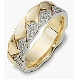 7.5mm Wide Diamond 14 Karat Yellow Gold & Titanium Wedding Band