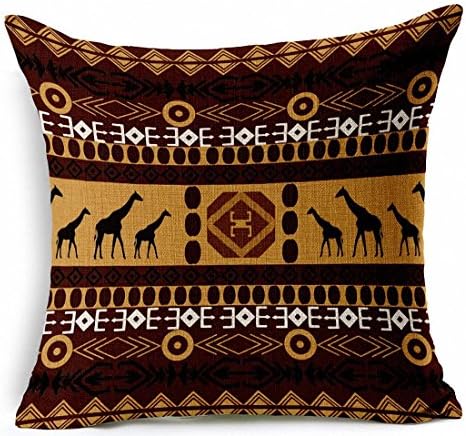 PopPhoto® 18 X 18 Inches Thick Retro Cotton and Linen Throw Pillow Cover Cushion Cover Car Cushion Pillow Case, African National Wind Stripes (004)