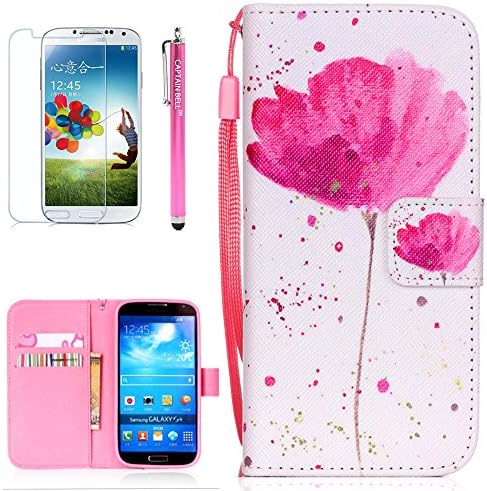 Galaxy S4 Case,S4 Case,Captain Bell,Galaxy S4 Wallet Case Pu Leather Flip Case Magnet Cover Case for Samsung Galaxy S4 i9500 @Flower