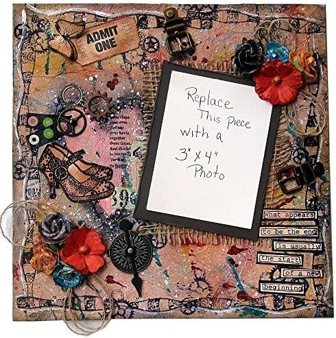 Steampunk Art, Mixed Media Frame, Wall Art, Original artwork, Steampunk Scrapbook Page, Girl steampunk,