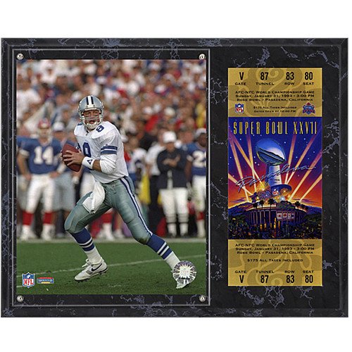Mounted Memories Dallas Cowboys Super Bowl XXVII Troy Aikman Plaque with Replica Ticket