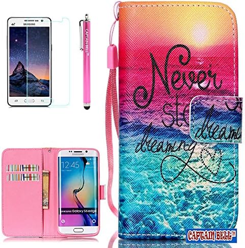 Captain Bell Galaxy S6 Edge Case,S6 Edge Case,Galaxy S6 Edge Wallet Case Pu Leather Stand Case Flip Cover Case for Samsung Galaxy S6 Edge !@Never