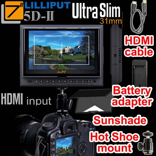 Lilliput 5dii-ho 1080p 7" TFT LED Field Monitor with Hdmi in and Output +Shoe Mount+mini Hdmi Cable