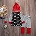 3pcs Set Newborn Baby Boys Girls Striped Deer Tops Pants Hats Outfits (70/0-6months, Red)