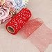 FENICAL Sequin Roll Spool Tulle Roll Gift Wrap for Wedding Christmas Party Decoration 6 Inch 25 Yard (Red)