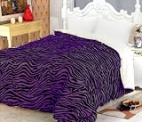 Super Soft Queen Faux Fur / Micro Fiber Reversible Blanket / Bedspread / Throw - Zebra Purple