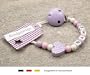 Baby SCHNULLERKETTE mit NAMEN | Schnullerhalter mit Wunschnamen - M�dchen Motiv Herz in flieder