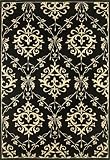 Area Rug, Kas Chateau Black / Ivory Sofia 100% Wool