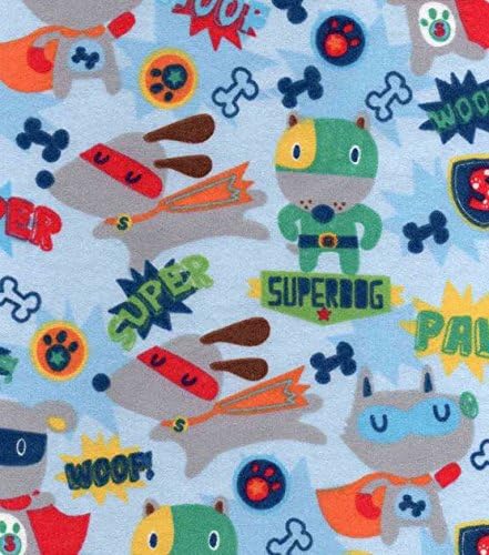 SUPER DOG / HERO 1/2 Yard 100% Cotton Flannel Fabric ~Sewing Quilting Crafts