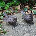 A Pair Of Detailed Resin Wren Ornaments For The Garden
