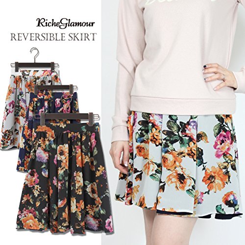 花柄プリント　シフォン　ｘ　T/Rツイル　リバーシブル　スカート