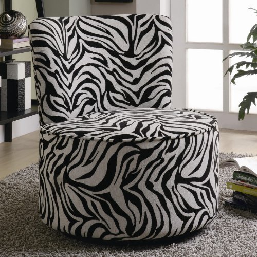 Coaster 902002 Round Swivel Accent Chair, Zebra
