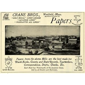 1907 Ad Crane Papers Japanese Linen Ledger Correspondence Business Supplies - Original Print Ad