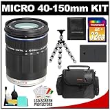 Olympus M.Zuiko 40-150mm f/4.0-5.6 Micro ED Digital Zoom Lens (Black) with 32GB Card + BLS-1/BLS-5 Battery + Case + Tripod + Accessory Kit for PEN Micro 4/3 E-P1, E-P2, E-P3, E-PL1, E-PL2, E-PL3, E-PM1 Cameras