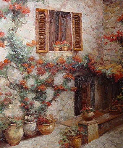 Flowers climb up the wall-Hand painted original landscape painting-Artwork for Home Decor-Order scenery paintings on canvas-Custom original painting-20-62
