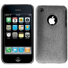 GTMax Durable Glitter Black Textured Feel Slim Fit Back Cover Case for Apple Iphone 3Gs 3G S, 3G Smartphone