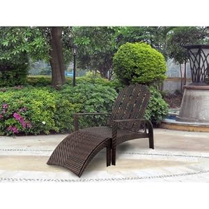 Outdoor Patio 2-pc. Espresso Wicker Adirondack Chair and Ottoman by