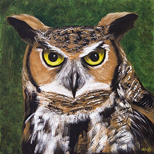 Original Great Horned Owl Oil Painting on Panel by Heather Ann Orlando