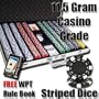 1,000 Ct Striped Dice 11.5 Gram Clay Poker Chip Set w/ Aluminum Case & Free WPT Book