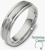 Platinum SPINNING Wedding Band Ring with 5 Diamonds