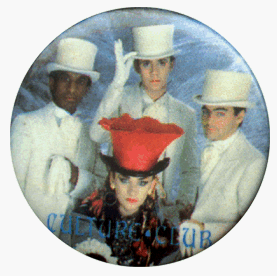 Culture Club - White Top Hats (Group Shot) - AUTHENTIC RETRO VINTAGE 1980'S 1 1/4