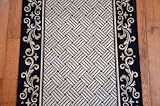 Black Scroll Border Carpet Runner - Purchase By the Linear Foot