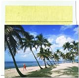Santa Walking The Beach tropical Christmas Cards -