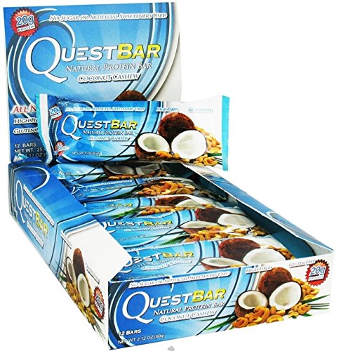 Quest Bar Coconut Cashew - Protein Nutrition Fiber Low Carb Supplement - 12 Bars