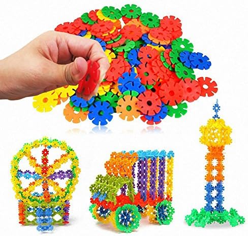 300pcs JeeMax Interlocking Plastic Building Set Children's Day Gift 12 Mixed Colors Snowflake Educational Intelligence Building Inserting Toys Set,Large Size