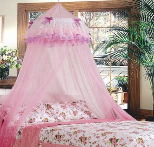 Triple Lace Ruffle Princess Pink Canopy by Sid Trading by Sid Trading