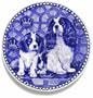 Cavalier King Charles Spaniel & Puppy: Danish Blue Porcelain Plate