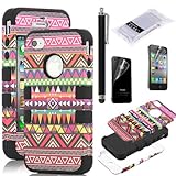 Pandamimi ULAK Hybrid High Impact Case Tribal Pink / Black Silicone for iPhone 4 4S +Screen Protector +Stylus