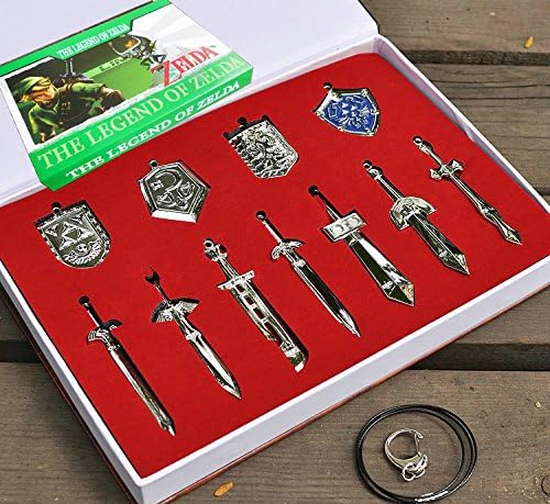 Gooband® Legend of Zelda Weapon Skyward Sword Necklace and Keychain set of 11pcs Silver colour