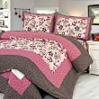 [Eranthe] 100% Cotton 3PC Floral Vermicelli-Quilted Patchwork Quilt Set (Full/Queen Size)