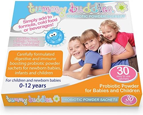 Kids Probiotic Powder - 1 Billion CFU - Mix With Cold Food or Drinks - Best Quality Child &amp; Baby Safe 7 Strain Formula with Lactobacillus Acidophilus &amp; Prebiotics - Sugar &amp; Additive Free - 30 Packets. by Tummy Buddies