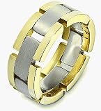 Unique 14 Karat Two-Tone Gold Link Style Designer Wedding Band Ring