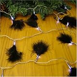 Top Quality White LED Black Feather Light set, Consists of 40 white super bright leds on clear cable, Ideal for table dressing and themed Parties