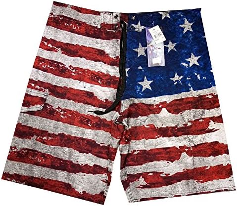Men's USA American Flag Retro Vintage Glide Swim Trunks Board Beach Shorts