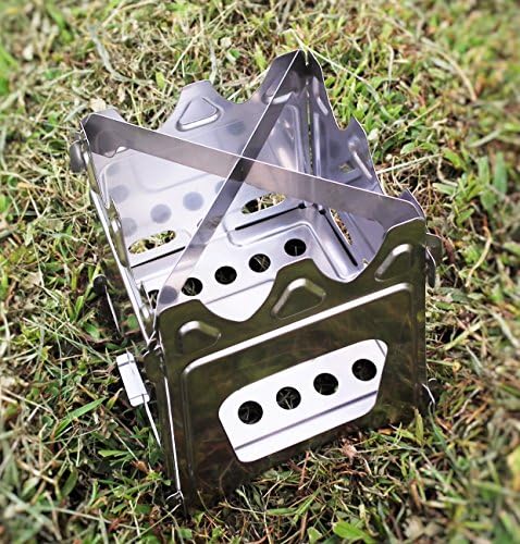 SoLoMan Portable Stainless Steel Pocket Wood Stove, Compact Design Survival, backpacking. Camping, Hunting, Picnic, fishing, Emergency Preparation