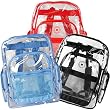 (60 Pieces) Red + Blue + Black Trim K-Cliffs Clear Transparent PVC School Backpack/ Book Bag/ Day Pack