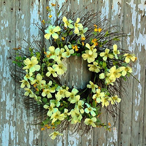 Mills Floral Blossom Wreath, 24-Inch, Yellow